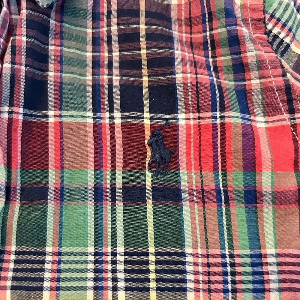 Ralph Lauren Natural Stretch Button Down Plaid Shirt - Red, Green, Blue